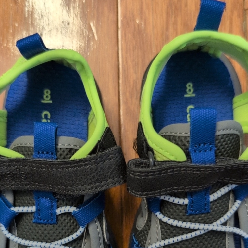 Kids Gray and Neon Green Active Sandals - Picture 3 of 9